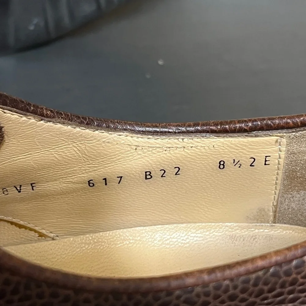 Salvatore Ferragamo Men 8.5 2E Brown Pebble Grain Leather Lug Sole Derby 617 B22